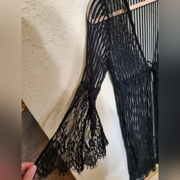 Haute Monde Black Lace Duster Cardigan Small - Picture 2 of 6